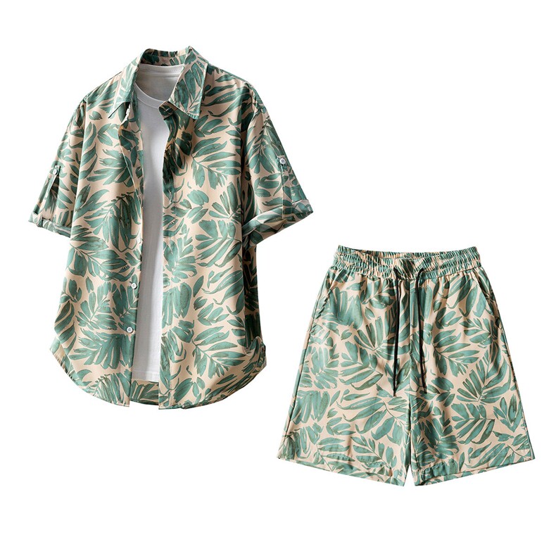 短袖衬衫男+短裤男套装男聚酯纤维M-5XL大码TZ78707P50控98，男装休闲套装，星座226-1