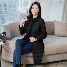白鸭绒羽绒服薄款长袖2022年冬季中长款修身休闲时尚清纯甜美，女装羽绒服，铭街依杨