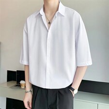 原宿风短袖男简约百搭宽松衬衫港风SC23P32图片