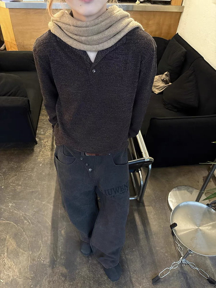 网图罗马格奢品正肩长袖Polo衫男老钱风打底t恤猫眼宝石扣特P,男装Polo衫,电商C306-1