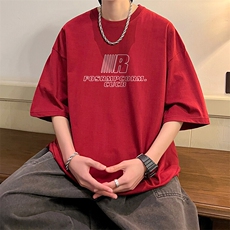 抖音得物二开现货供应220克夏装重磅美式高街宽松短袖t恤MT83，男装T恤，电商A486-1