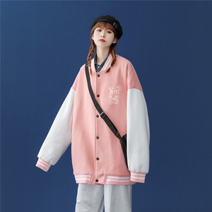 中性风 2026秋季新品手绘画字母印花棒球服夹克外套 G77p65控88图片