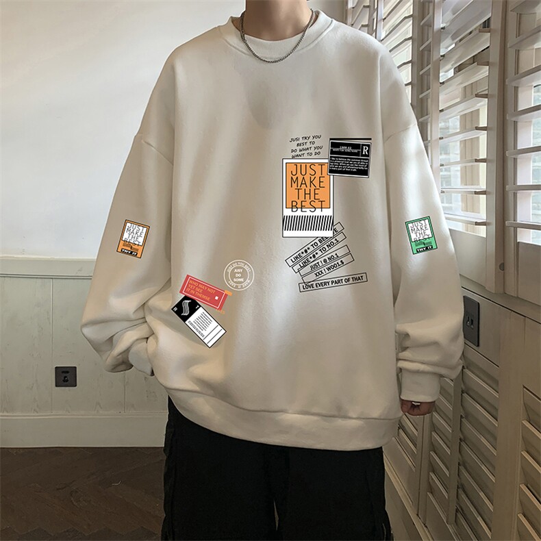 圆领卫衣男大码加厚加绒长袖t恤男S6121-P28加绒款-P33，男装卫衣，电商A040