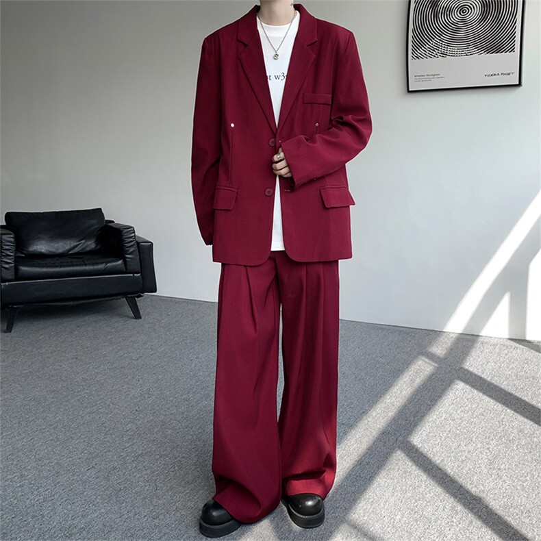 潮流休闲西装外套高级痞帅宽松韩版自带垫肩西服外套可整套搭配,男装西服,电商B319