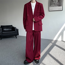潮流休闲西装外套高级痞帅宽松韩版自带垫肩西服外套可整套搭配，男装西服，电商B319