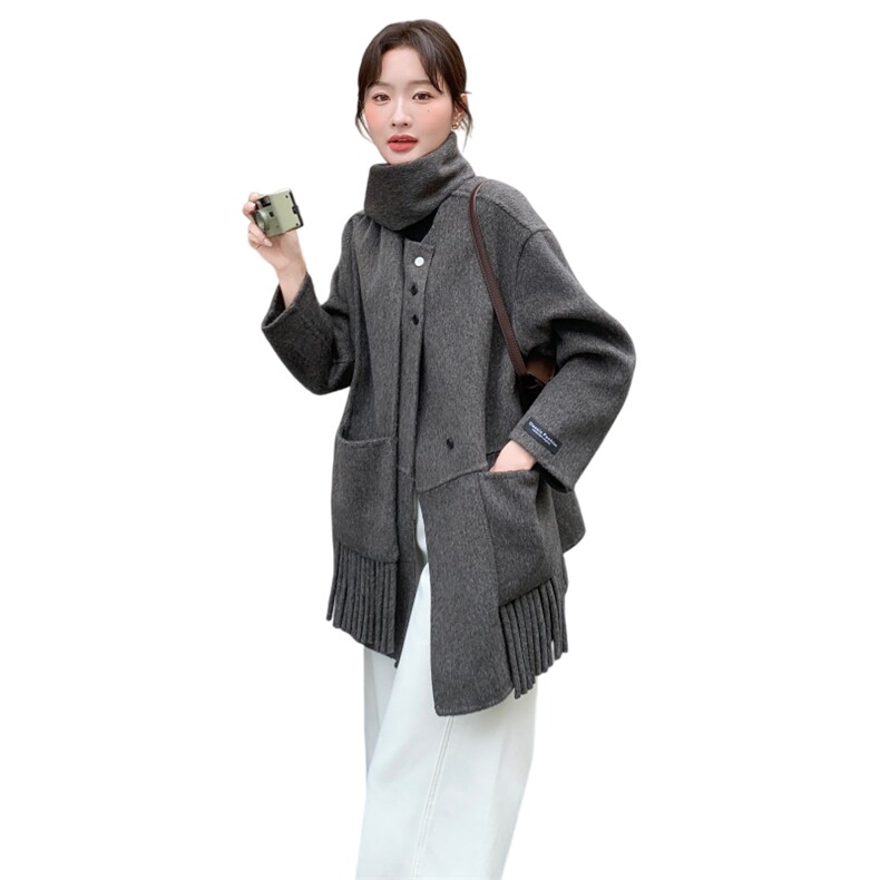 2025冬琥珀绿双面呢大衣70毛送围巾（现货）2C375-2528-P275-K418,女装毛呢外套,2C375