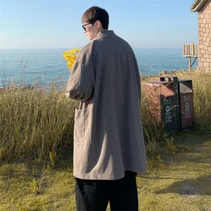 男标准潮无帽立领毛呢大衣百搭YT50P55图片