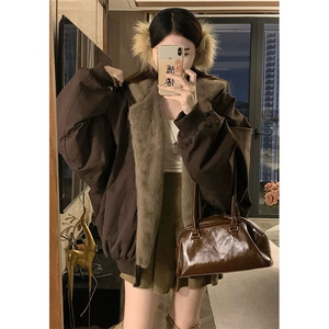 两面穿现货重磅短款座山雕棉衣男女双面穿毛毛绒棉服加厚外套图片