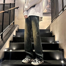 美式复古牛仔裤男款春夏季高街潮牌直筒休闲裤子水洗痞帅vibe长裤，男装牛仔裤，星座601-2