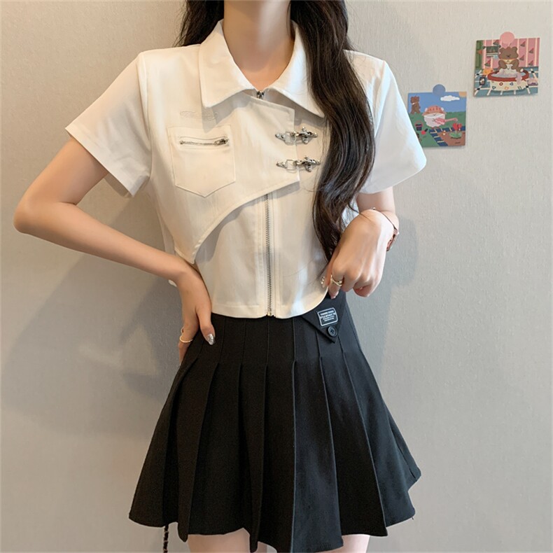 D630-P48夏季新款辣妹甜酷女设计感小众学院小个子衬衫潮,男装衬衫,星座911