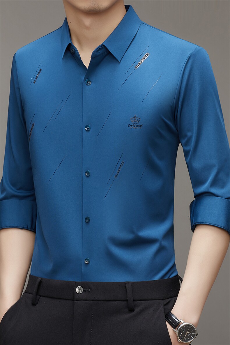 男士2023年春季新款长袖衬衣青年修身尖领春装衬衫休闲,男装衬衫,电商B360