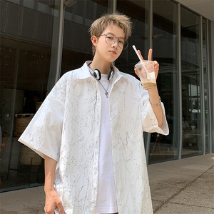 量大优 小众肌理感裂纹衬衫压皱五分袖短衬衣C2436-P45控68图片