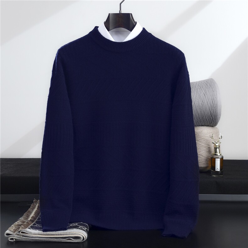 2025百搭时尚简约圆领长袖羊毛衫，男装羊毛衫，忠诺羊绒