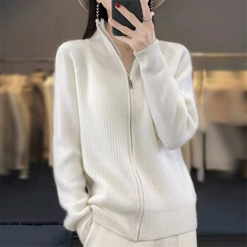 重磅加厚拉链开衫女毛衣外套2025新款宽松显瘦长袖保暖针织毛衫新图片