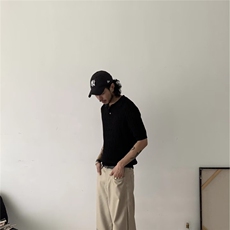 美式复古肌理感短袖男女POLO衫潮牌夏季宽松翻领体恤高街透气上衣，男装Polo衫，星座506A