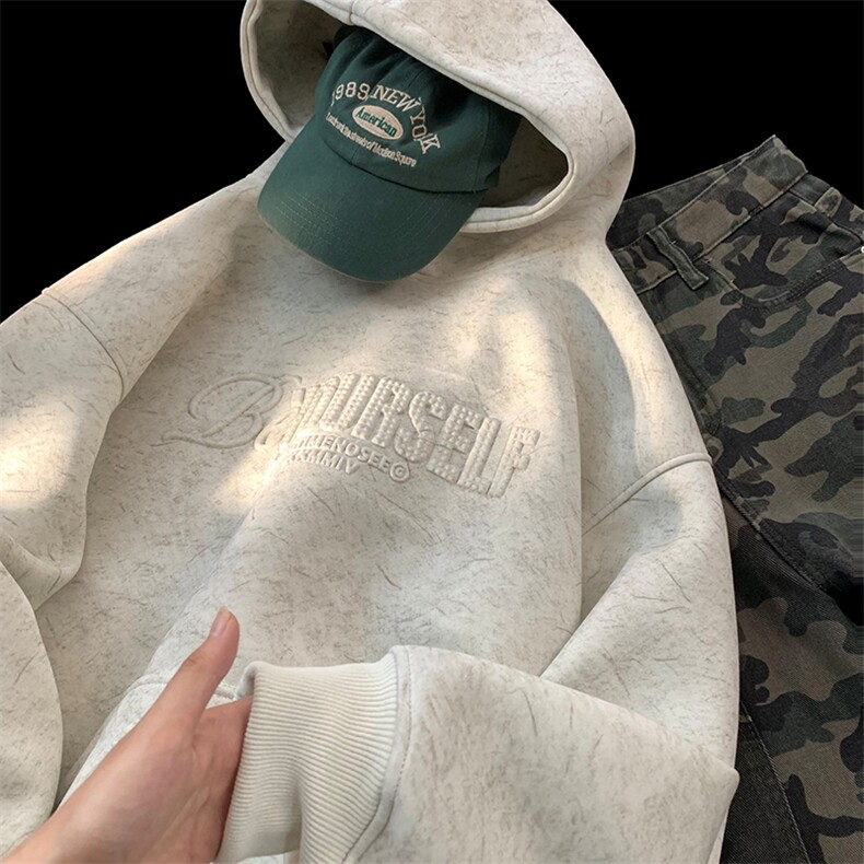 904-2-CD612-P60控88秋装重磅美式脏脏卫衣凹凸印连帽外套男女潮，男装卫衣，星座904-2