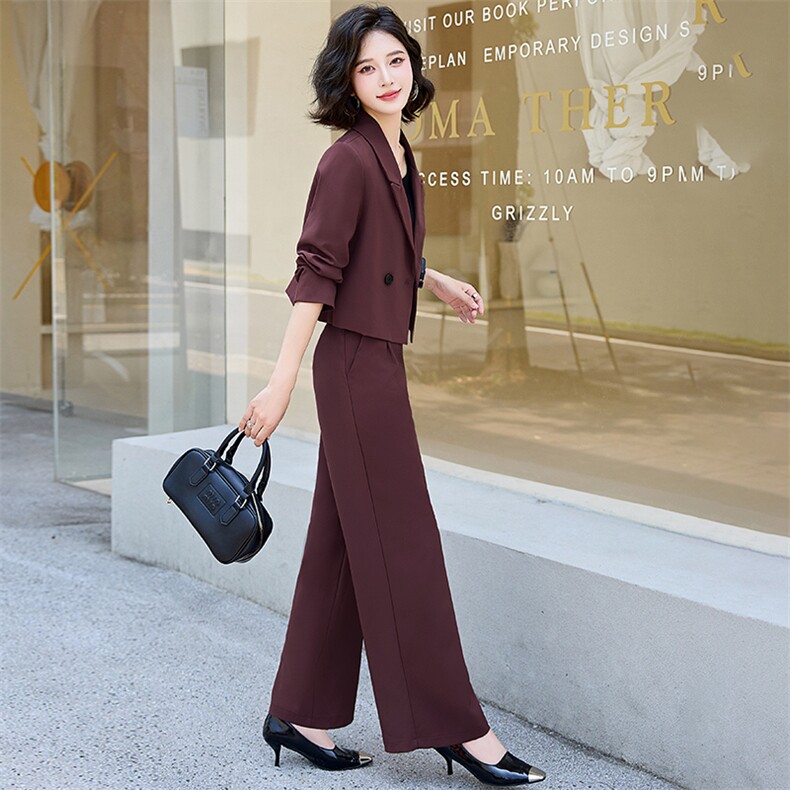 红老钱风西装套装女2024秋季新款休闲气质小西服裤子两件套,女装套装/套裙,罗腾