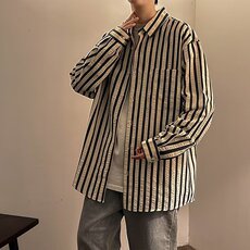 衬衫男韩版潮流长袖条纹痞子帅2026夏季新款ins宽松外套CY218-P49，男装衬衫，星座412