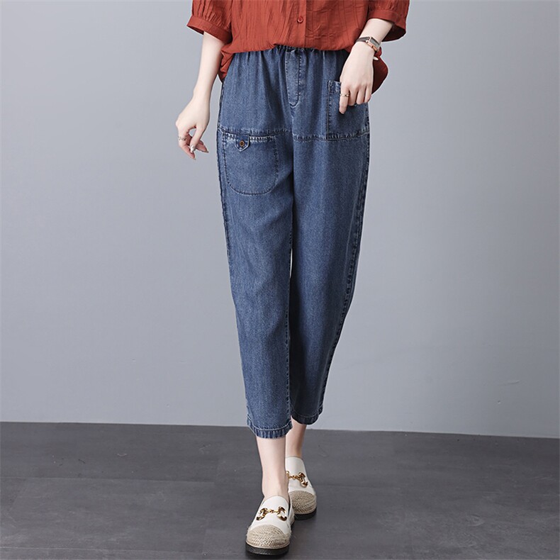 时尚休闲牛仔女夏2025新款小个子苎麻衬衫棉麻洋气减龄，女装牛仔裤，悦见她