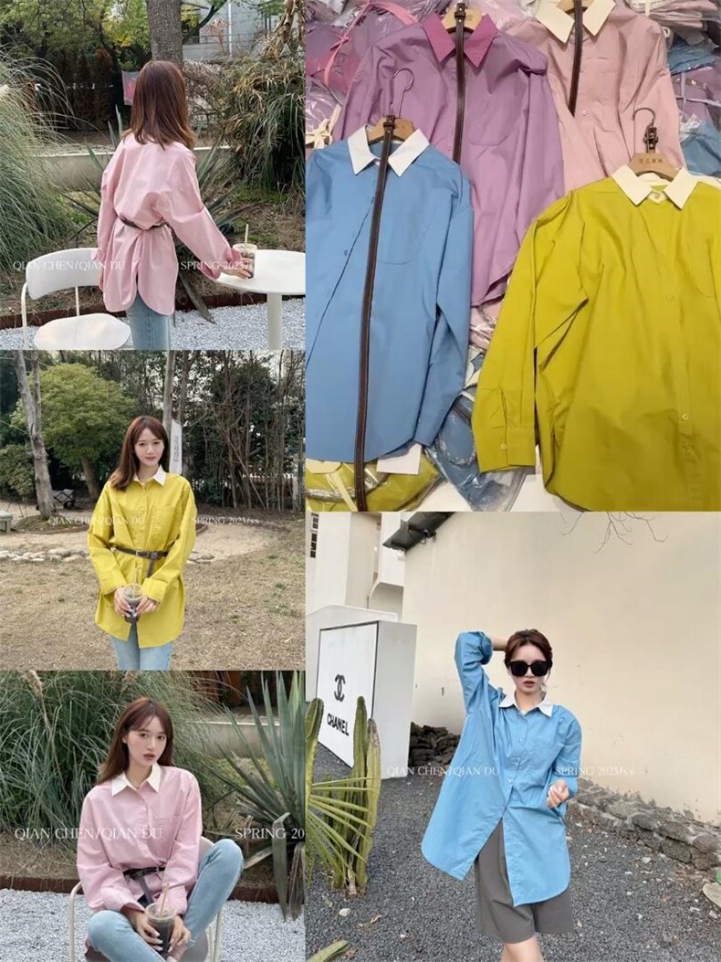 现货新款拼色衬衫，女装衬衫，QIANCHEN 谦晨(1F)