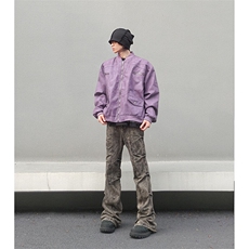 自家图现货！复古色黄泥褶皱牛仔裤微喇叭裤子RN8035-P75/已注册，男装牛仔裤，星座1005-4