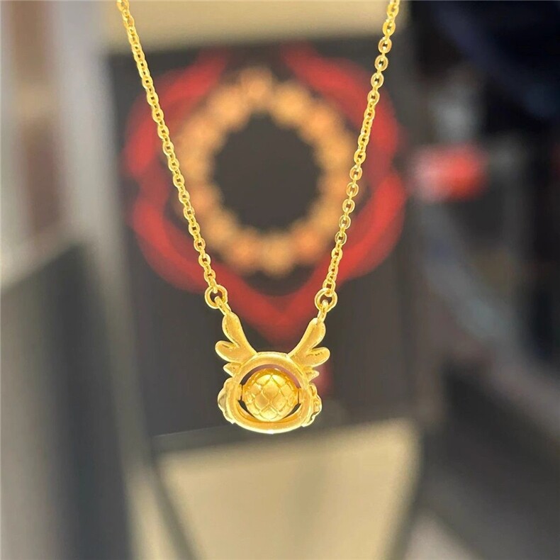 铜钱小貔貅爱心萌龙.龙珠项链，项链，一品绒源