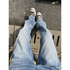 【网图】美式ins高街重工艺修身微喇牛仔裤LK24372-特P控78，男装牛仔裤，电商B221