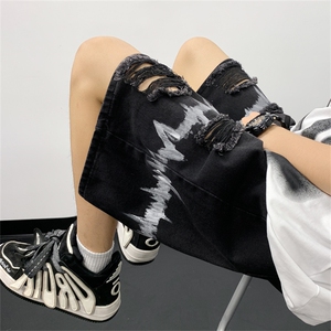 美式潮牌水洗破洞牛仔短裤男2024夏季毛边休闲中裤现货 K7979-P38图片