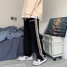 潮牌ins秋冬男女同款卫裤毛圈拼接直筒运动裤K181P32，男装休闲裤，星座1116-2