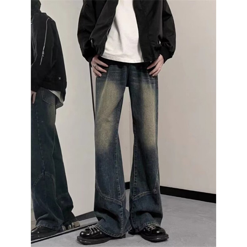 现货！闪电纹cleanfit高街牛仔裤口袋设计感微喇直筒裤RM774-P65,男装牛仔裤,星座1005-6