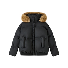 已加白色M-3XL高品质短款皮棉衣立领连帽毛领棉服外套M6710-P128，男装棉衣，星座307A