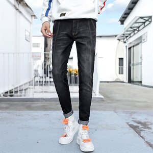 春款牛仔裤男潮牌修身男士休闲直筒韩版潮流小脚长裤子819-P40图片
