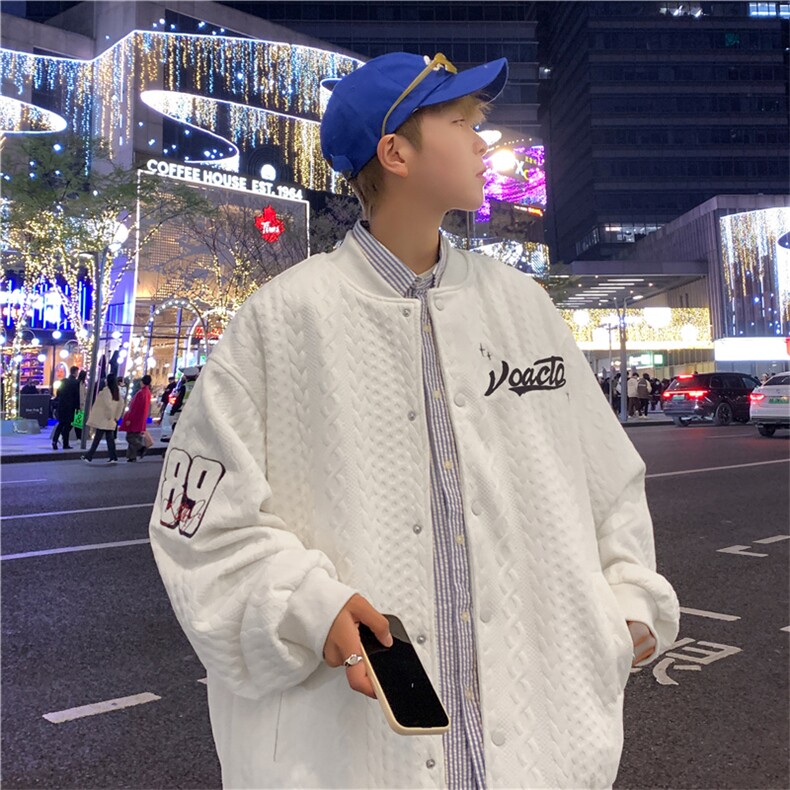 欧美风高级感潮流炸街棒球服秋季麻花纹刺绣夹克外套男W7901-P60,男装夹克,星座512-4
