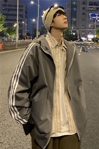 秋装三条杠连帽开衫夹克外套    JK1001-P55控78图片