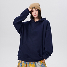 抖音得物高品质二开26春装美式高街无帽绳光板纯色连帽卫衣XS056，男装卫衣，电商A486-1