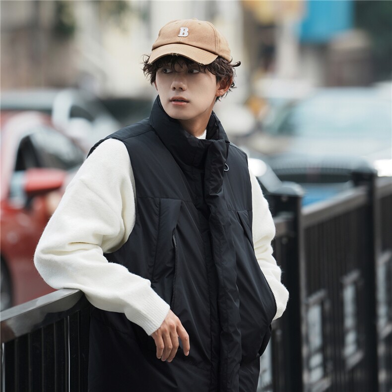 冬季立领日系坎肩工装棉衣马甲宽松休闲外套男女222-2-MJ090-P115，男装背心/马甲，星座222-2（原202-8）