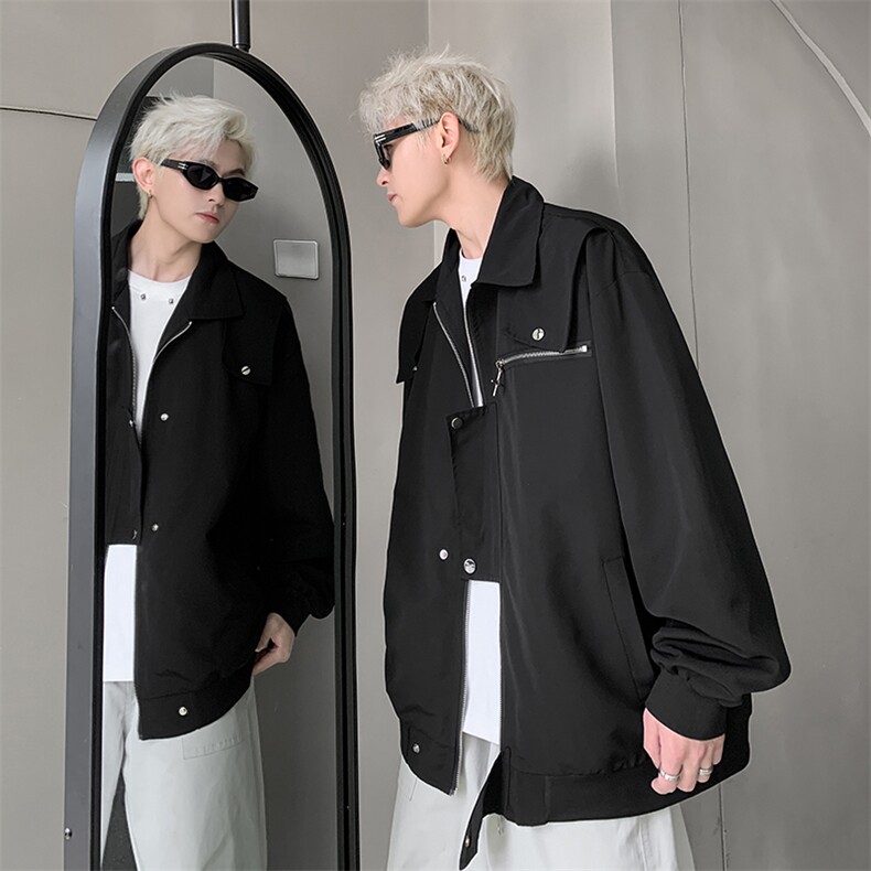 港风大码美式设计感痞帅炸街翻领夹克 XZ213-JKMM01-P88控108图片