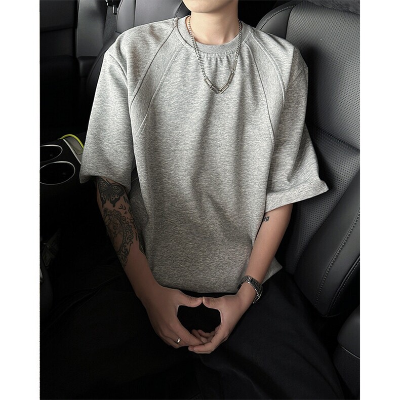 8XL-M美式高街高克重短袖T恤男宽松短款BOXY正肩上衣半袖DX334,男装T恤,电商D206-1
