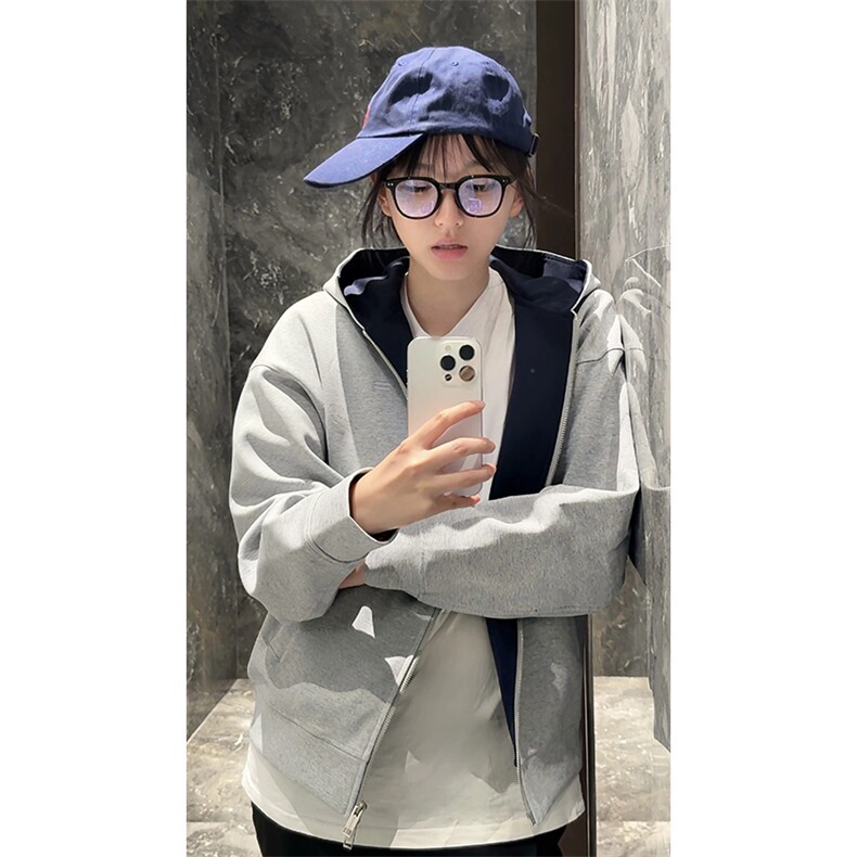 抖音得物高品质二开 26春装美式重磅宽松结构双面连帽卫衣外套W68图片