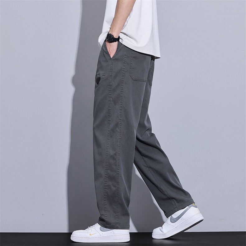 9039夏季莱赛尔天丝休闲裤男士宽松凉感垂顺抗邹潮流百搭直筒长裤，男装休闲裤，星座224-3