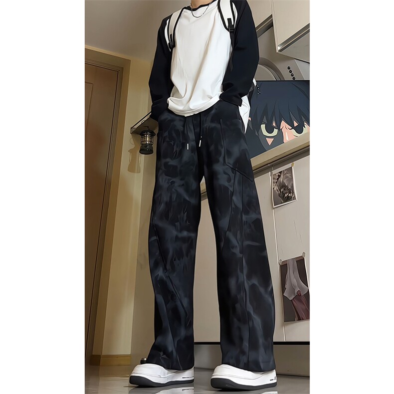 8XL-M大口袋弯刀卫裤男款痞帅脏脏工装裤做旧大码休闲裤KZ021P68图片