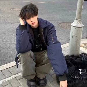 现货一千件DJK120-特批45春秋款美式翻领藏青色男夹克图片