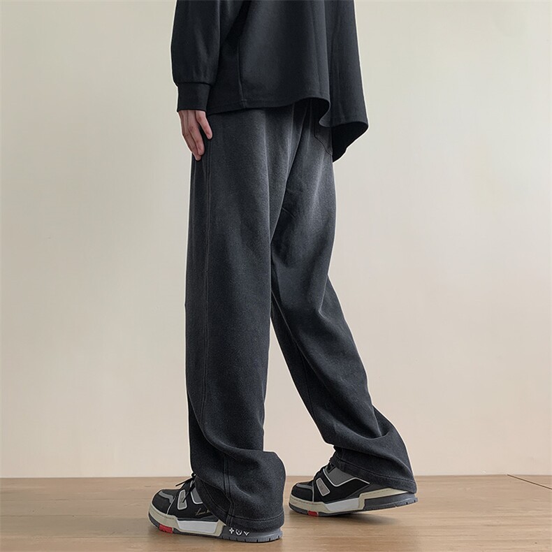 港风秋冬重工绣花华棉拖地裤宽松休闲长裤男K23315-P55,男装休闲裤,星座717