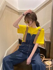 春季新款设计款牛仔背带裤，其它，单井 Single Well