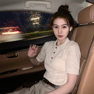 polo领短袖t恤女夏装新款韩版宽松百搭上衣图片