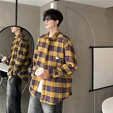 （片）2025秋装新款1经典格子休闲宽松衬衫ZC01-P45控68，男装衬衫，星座1315