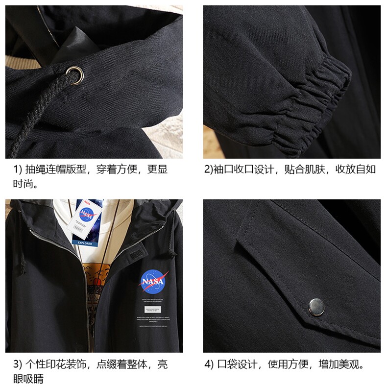 JK41243-P85纯棉连帽夹克男士大码工装夹克男NASA砖墙,男装夹克,电商A040A