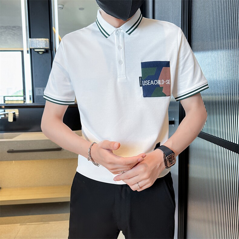 口袋设计2025新款夏季短袖T恤翻领Polo衫T0279-P48,男装T恤,电商D342