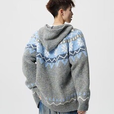 【005】新款牛角扣开衫毛衣男情侣针织衫外套潮A079-M5831-P68，男装针织衫/毛衣，电商A079