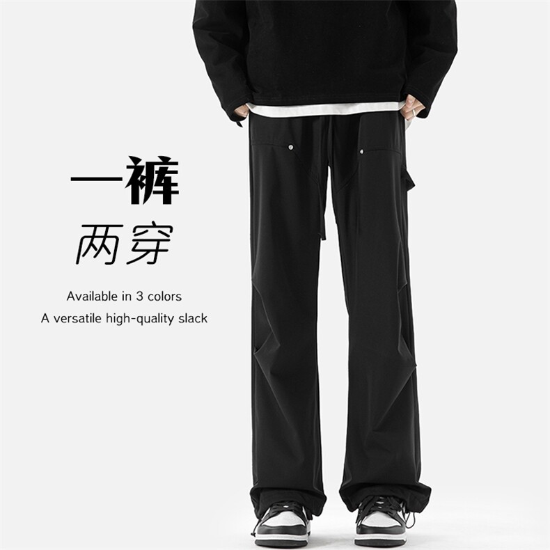 特P35无差价秋复合牛奶丝大码机能伞兵直筒裤男抽绳束脚裤K1151H,男装休闲裤,电商A082
